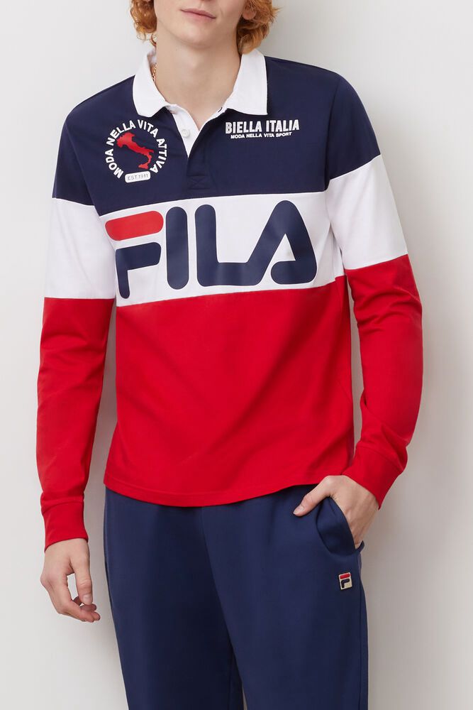 Fila Polo Herre Mørkeblå/Hvide/Rød Sprat Rugby VSL-095721